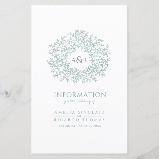 Grüner Kreis von Blätter Hochzeitsgast-Information (Vorderseite)