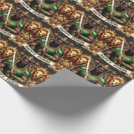 Grüner Krieg - Purim Wrapping Paper Geschenkpapier (Ecke)