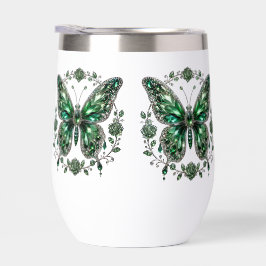 Grüner Kristallschmetterling | Floraler Rahmen
