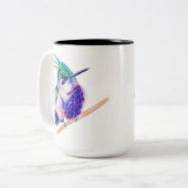 Grüner Kronenpfeifer Lila Hummingbird-Tasse Zweifarbige Tasse (Vorderseite Links)