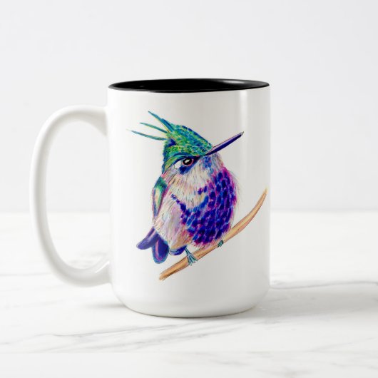 Grüner Kronenpfeifer Lila Hummingbird-Tasse Zweifarbige Tasse (Links)