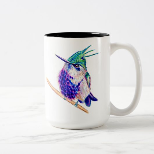 Grüner Kronenpfeifer Lila Hummingbird-Tasse Zweifarbige Tasse (Rechts)