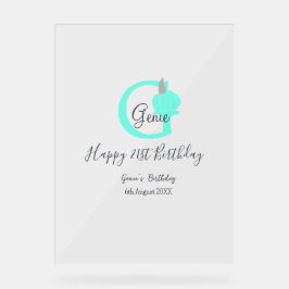 Grüner Kürbis Herbst 21. graue Pastellgraue Acrylschild