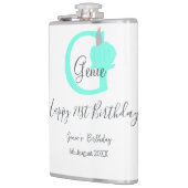 Grüner Kürbis Herbst 21. graue Pastellgraue Flachmann (Links)