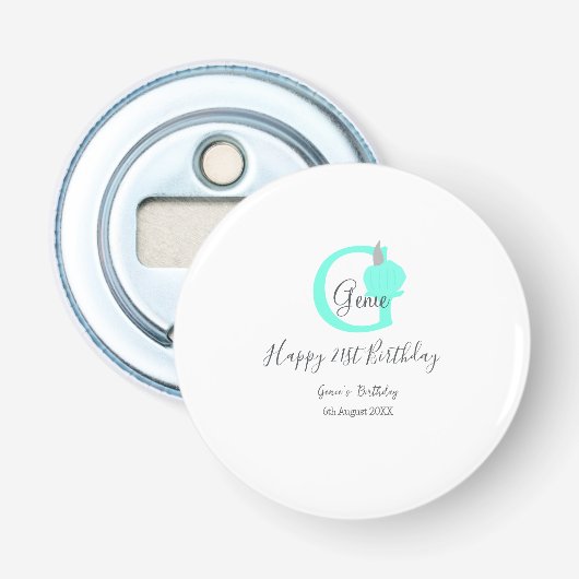 Grüner Kürbis Herbst 21. graue Pastellgraue Flaschenöffner (Vorderseite)