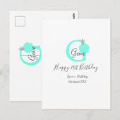 Grüner Kürbis Herbst 21. graue Pastellgraue Postkarte (Vorne/Hinten)