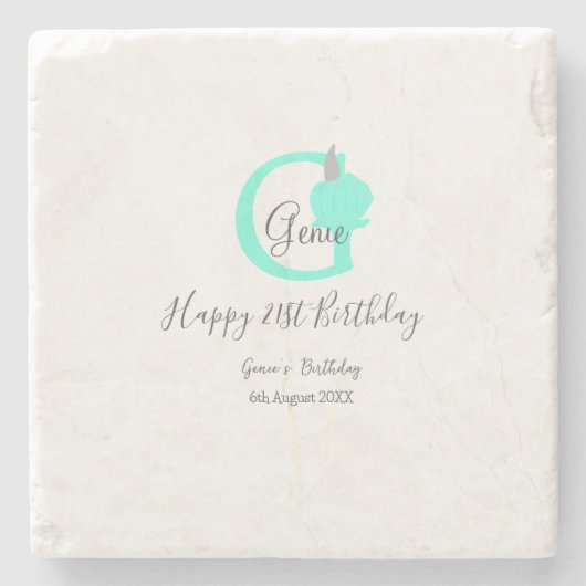 Grüner Kürbis Herbst 21. graue Pastellgraue Steinuntersetzer (Vorderseite)