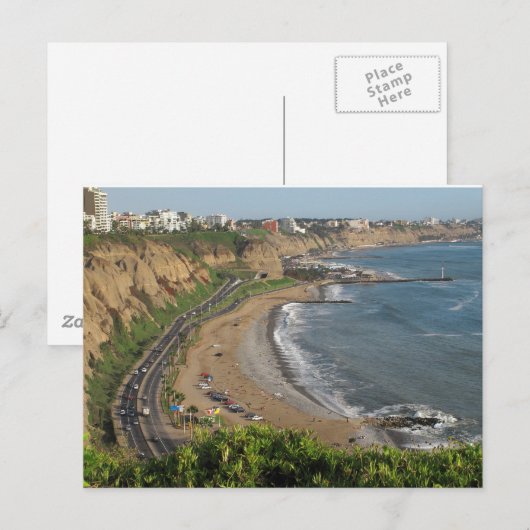 Grüner Küstenstrand in Lima-Peru Postkarte (Vorne/Hinten)