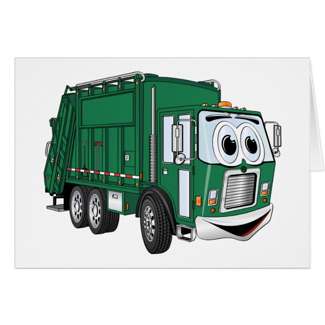 Grüner Lächelnder Garbage Truck Cartoon (Vorderseite (Horizontal))
