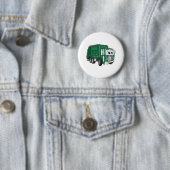 Grüner Lächelnder Garbage Truck Cartoon Button (Beispiel)