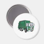 Grüner Lächelnder Garbage Truck Cartoon Magnet (Vorderseite/Rückseite)