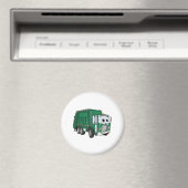 Grüner Lächelnder Garbage Truck Cartoon Magnet (In Situ (Geschirrspüler))