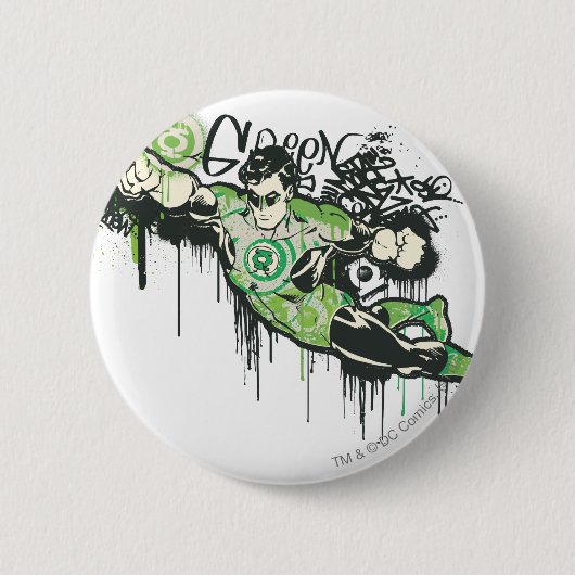 Grüner Laternen-Graffiti-Charakter Button (Vorderseite)
