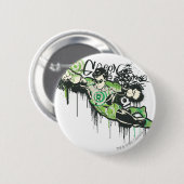 Grüner Laternen-Graffiti-Charakter Button (Vorne & Hinten)