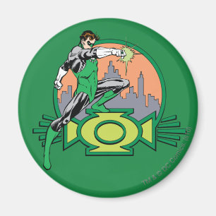 Grüner Laternen-Stadt-Hintergrund und Logo Magnet