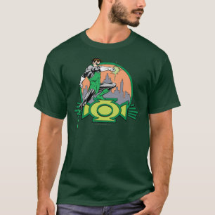 Grüner Laternen-Stadt-Hintergrund und Logo T-Shirt