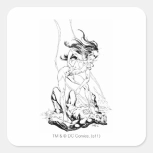 Grüner Laternen-und Stern-Saphir Quadratischer Aufkleber