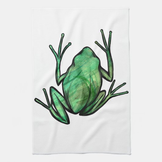 Grüner Laubfrosch Geschirrtuch (Vertikal)