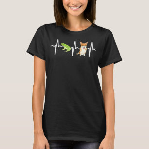 Grüner Laubfrosch Pembroke Welsh Corgi Herzschlag T-Shirt