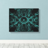 Grüner Lautsprecher auf dunklem Hintergrund Leinwanddruck (Insitu (Holzboden))