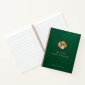 Grüner Lederlook Gold-Monogramm Notizblock (Innenseite)