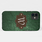 Grüner lederner Blick mit Monogramm iPhone 5 Case-Mate iPhone Hülle (Rückseite (Horizontal))