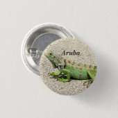 Grüner Leguan Arubas Button (Vorne & Hinten)