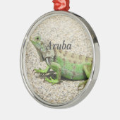Grüner Leguan Arubas Silbernes Ornament (Links)