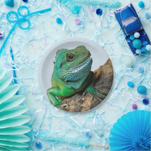 Grüner Leguan Pappteller (Party)