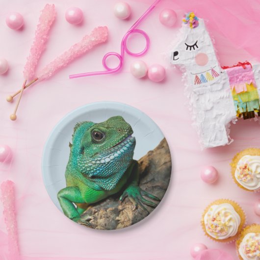 Grüner Leguan Pappteller (Party)