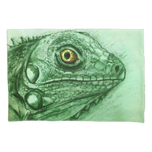 Grüner Leguan-realistisches Zeichnen, niedliches Kissenbezug