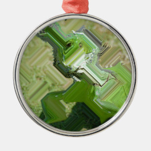 Grüner Leguan Silbernes Ornament