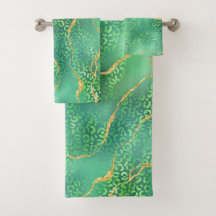 Grüner Leopard-Achat Gold Glitter Design