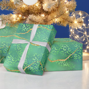 Grüner Leopard Agat Glam Abstract Dschungel Geschenkpapier