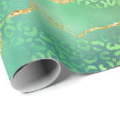Grüner Leopard Agat | Glam Abstract Dschungel Geschenkpapier (Rolleneckpunkt)