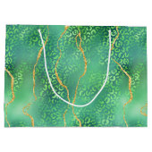 Grüner Leopard Agat | Glam Abstract Dschungel Große Geschenktüte (Rückseite)