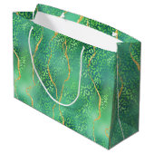 Grüner Leopard Agat | Glam Abstract Dschungel Große Geschenktüte (Rückseite Schrägansicht)