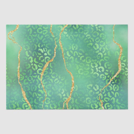 Grüner Leopard Agat | Glam Abstract Dschungel Seidenpapier (Vorderseite)