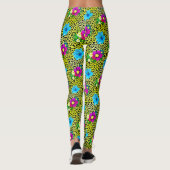 Grüner Leopard mit Blume drucken Leggings (Rückseite)