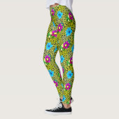 Grüner Leopard mit Blume drucken Leggings (Links)