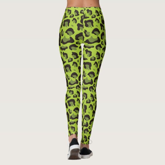 Grüner Leopard-Neondruck Leggings (Rückseite)