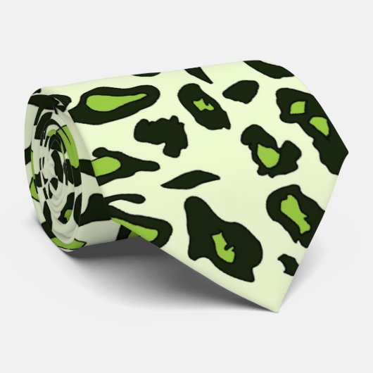 Grüner Leopardendruck Krawatte (Gerollt)