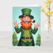 Grüner Leprechaun Irish Luck Karte (Gelbe Blume)