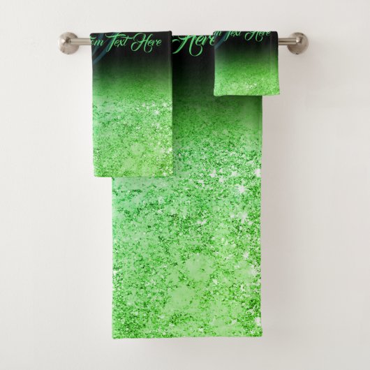 Grüner, leuchtender Effekt Bling Glam Badhandtuch Set (Insitu)