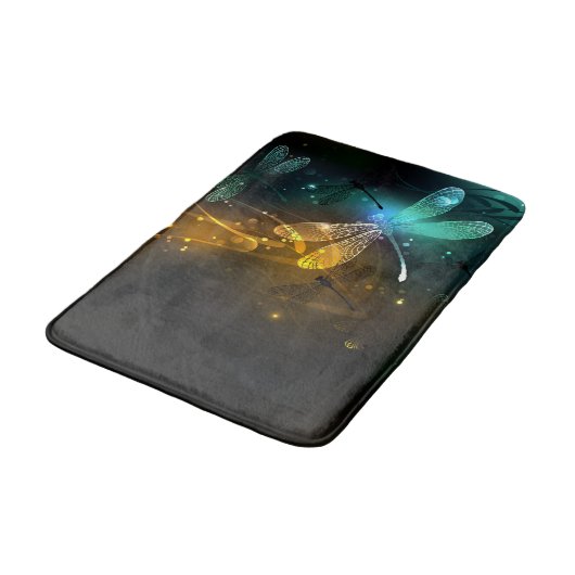 Grüner Libellenflug Badematte (Schrägansicht)