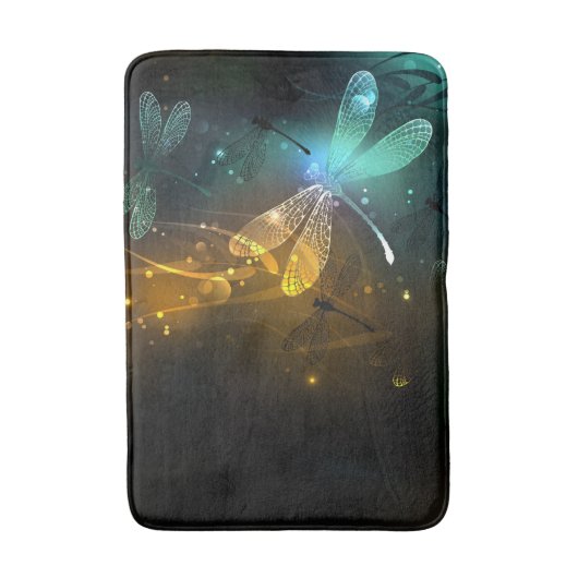 Grüner Libellenflug Badematte (Vorderseite Vertikal)