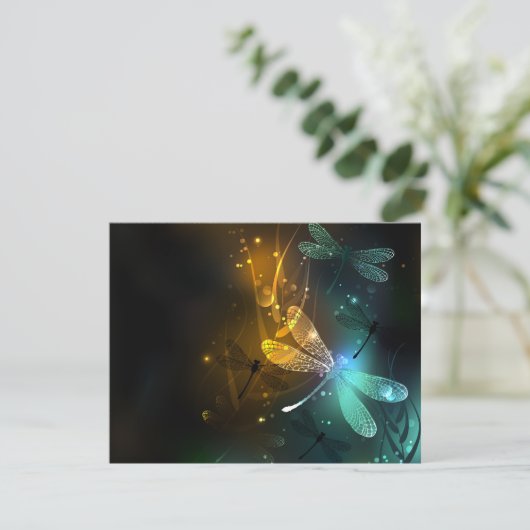 Grüner Libellenflug Begleitkarte (Stehend Vorderseite)