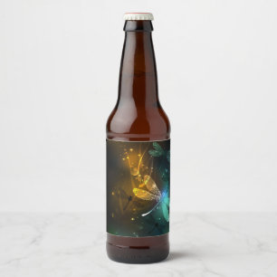 Grüner Libellenflug Bierflaschenetikett