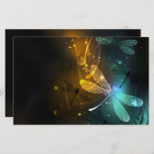 Grüner Libellenflug Briefpapier (Vorne/Hinten)