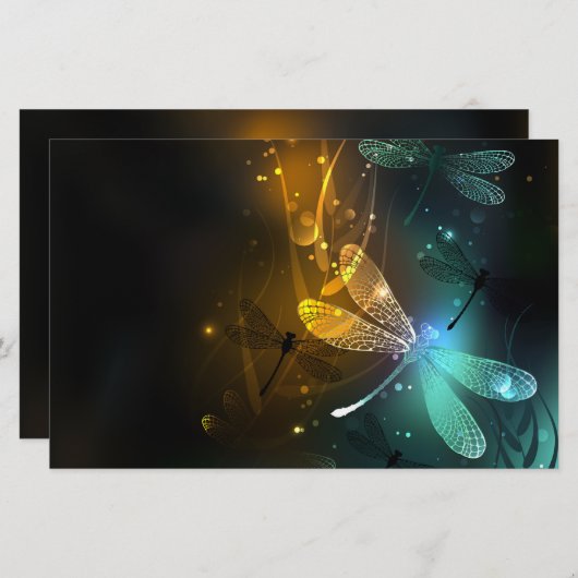 Grüner Libellenflug Briefpapier (Vorne/Hinten)